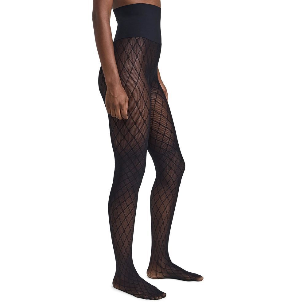 commando Women's Lattice Net Stockings Black L